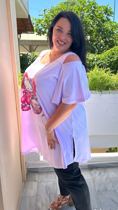 Tunika mit Print und Cut-Out-Shoulder