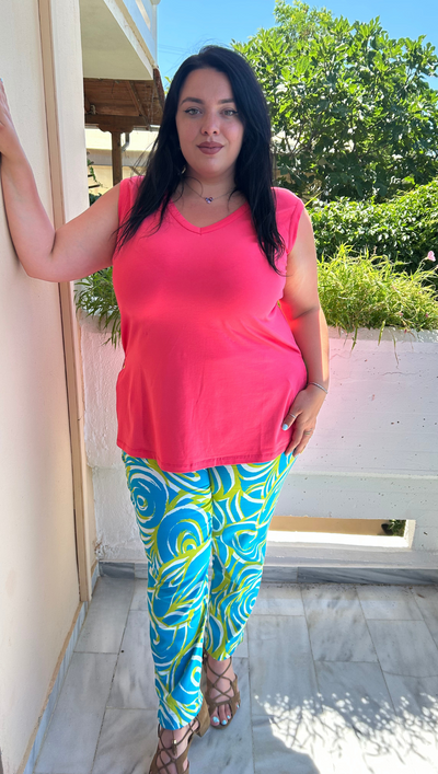 Elastische Hose mit Print und Gummibund