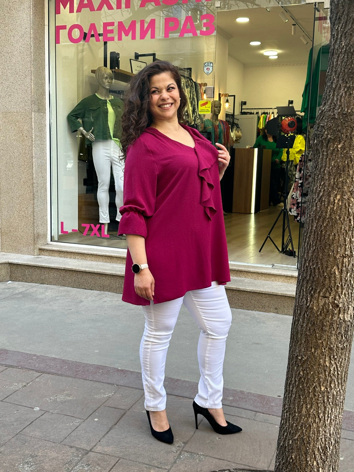 Elegante Tunika – Himbeerfarbe