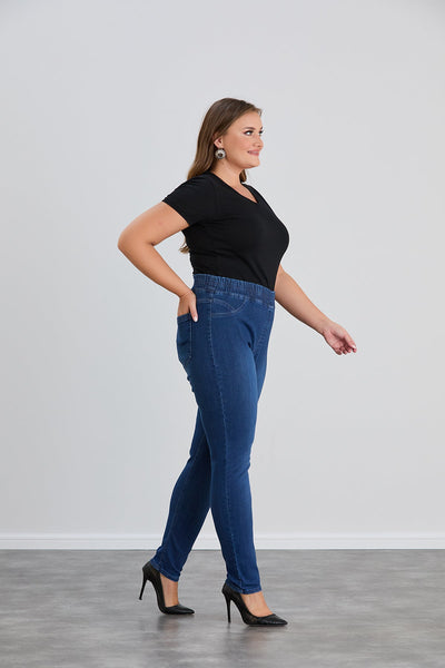 Jeggings mit hinteren Taschen und elastischem Bund in Übergrößen