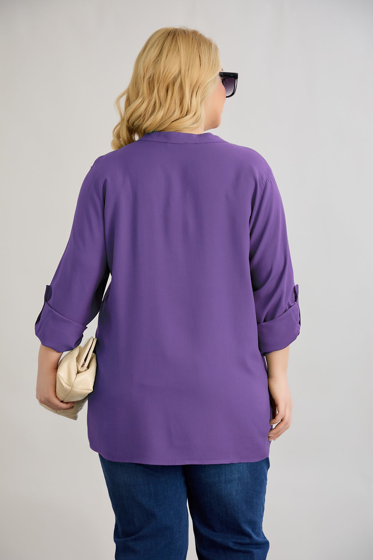 Viskosebluse mit Reißverschluss am Ausschnitt - Lila