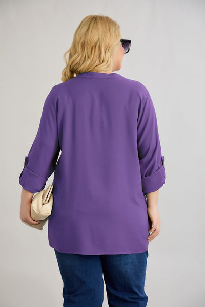 Viskosebluse mit Reißverschluss am Ausschnitt - Lila