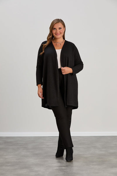 Long-Strickjacke mit Lurex - schwarz in grosse grossen