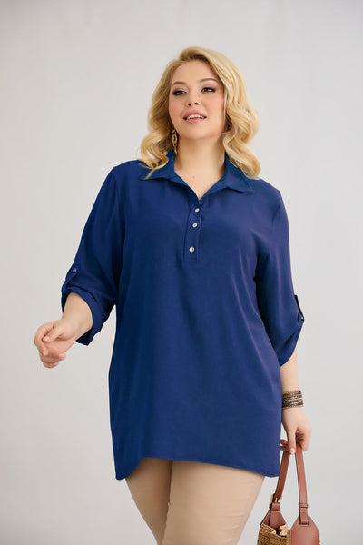 Hemd 3/4 Ärmel mit Knöpfen - Dunkelblau