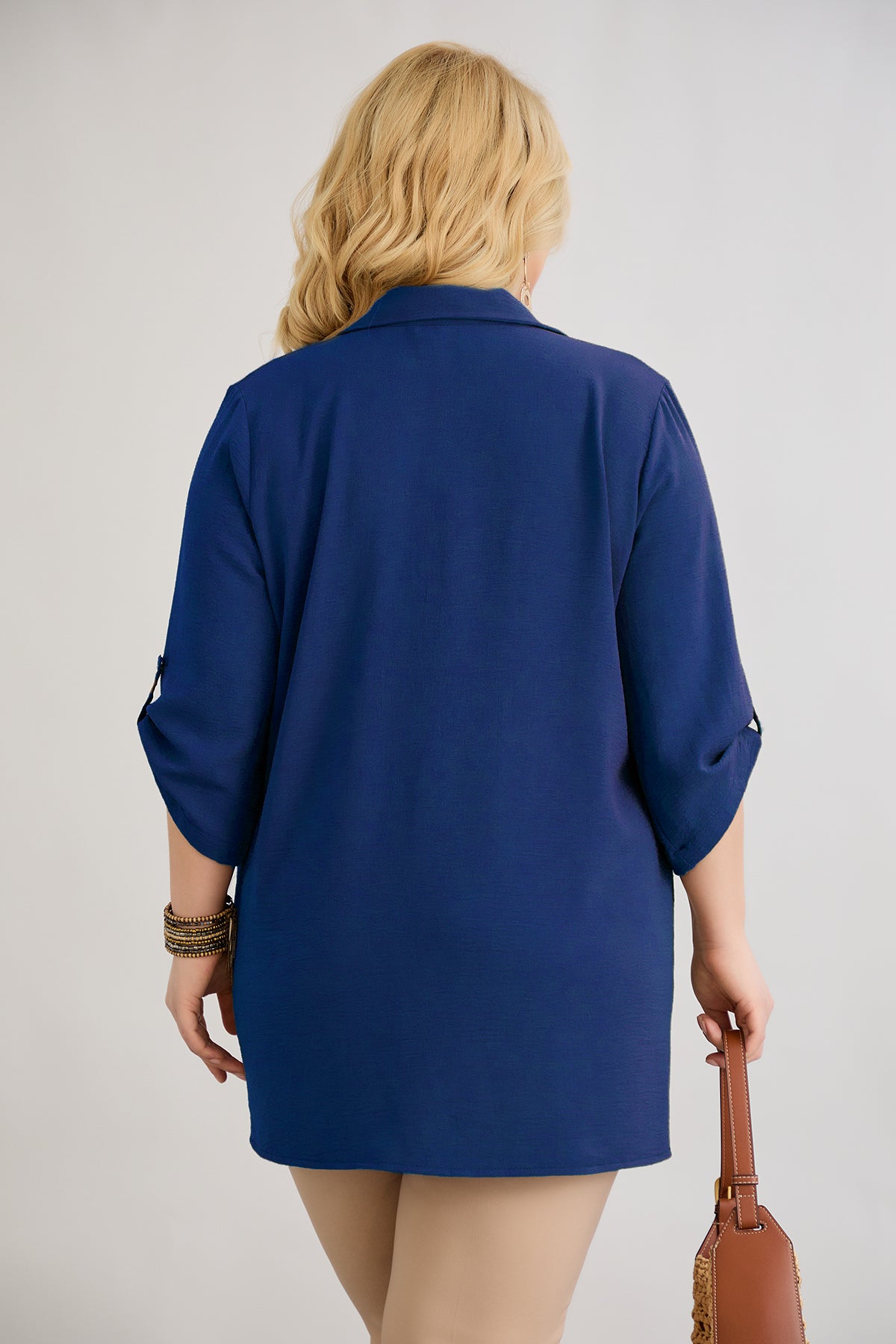 Hemd 3/4 Ärmel mit Knöpfen - Dunkelblau