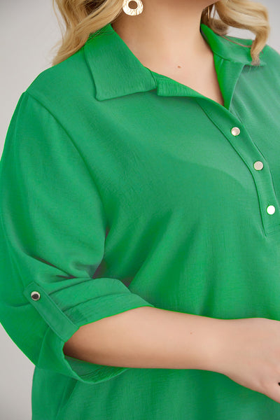 Viskosebluse mit Knöpfen - Grün