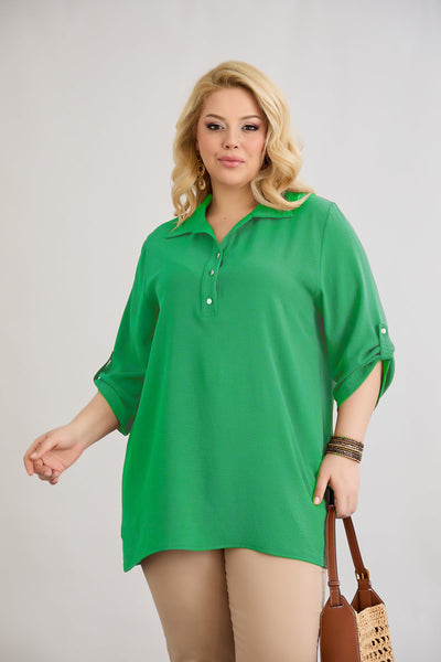 Viskosebluse mit Knöpfen - Grün