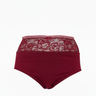 Hochgeschnittener Baumwollslip mit Spitze - Bordeaux – Bordeaux