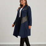 Elegante Weste mit Lederdetails und Bändern - Dunkelblau – Dunkelblau