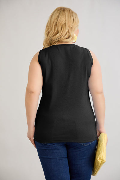 Baumwolltop mit Teakholzverschluss - Schwarz