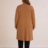 Langer Cardigan im Cape-Stil – Karamell – Karamell