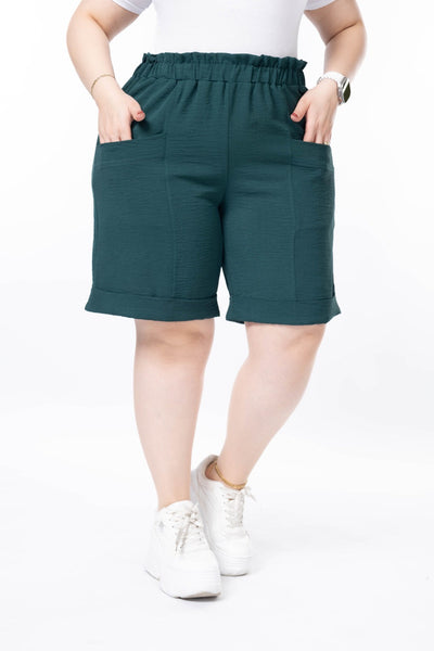 Kurze Shorts in großen Größen mit Manschette - Grün
