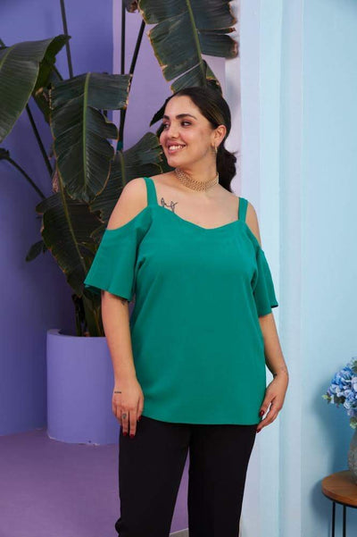 Bluse mit offenen Schultern - grün