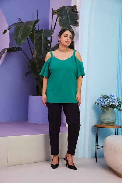 Bluse mit offenen Schultern - grün