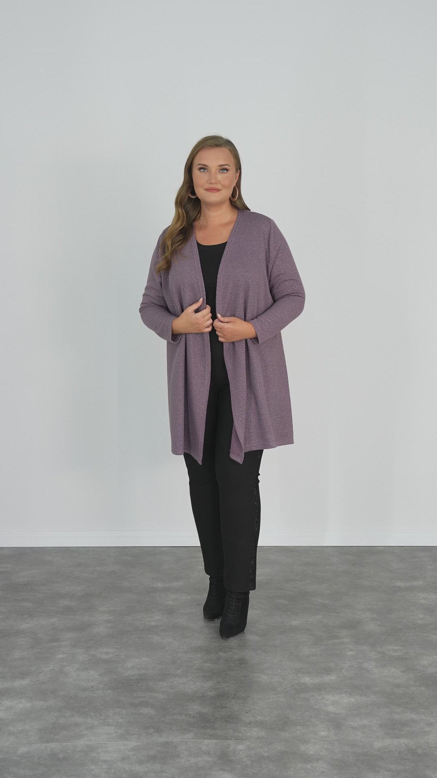 Long-Strickjacke mit Lurex