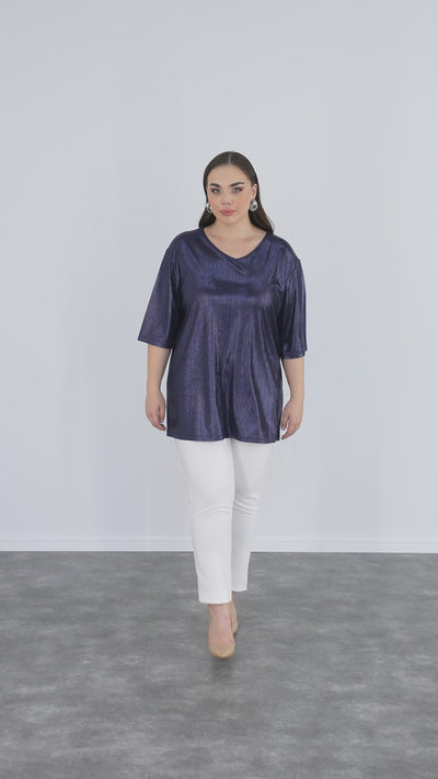 Bluse mit festlichem Look - Blau