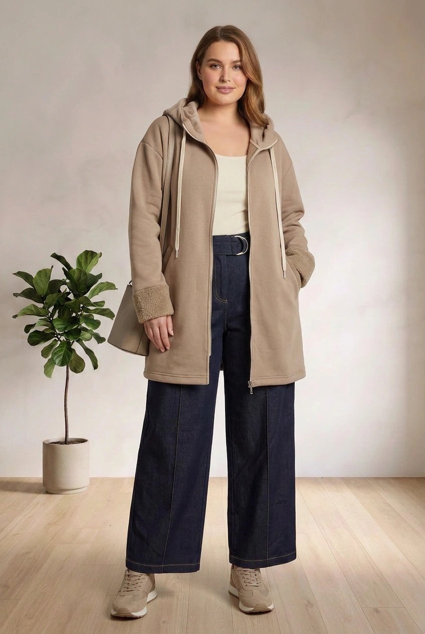 Weiches und warmes Sweatshirt mit Baumwolle - Latte – Beige