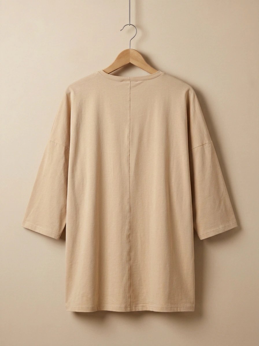 Tunika mit Seitenschlitzen und überschnittener Schulter - Beige – Beige