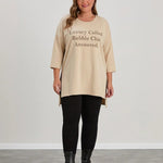 Tunika mit Seitenschlitzen und überschnittener Schulter - Beige – Beige
