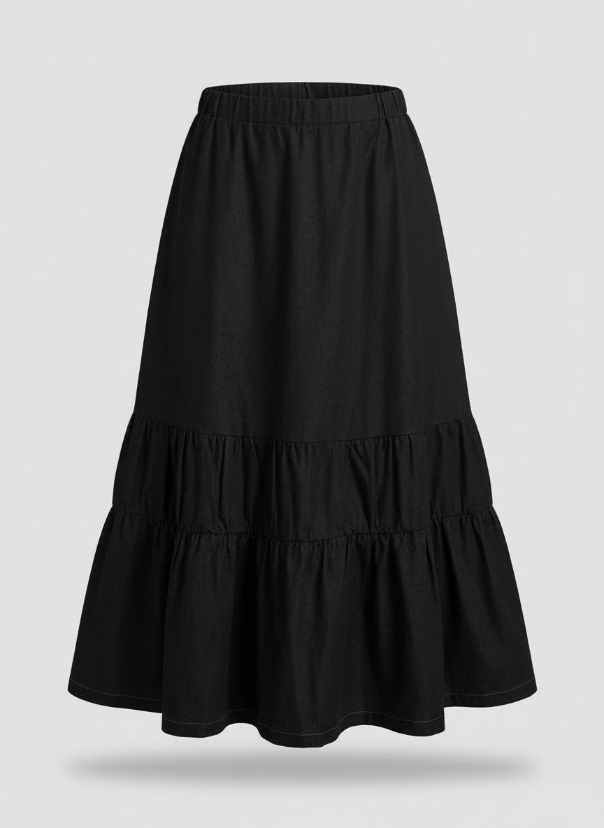 Jeansrock mit Volants - Schwarz – Schwarz
