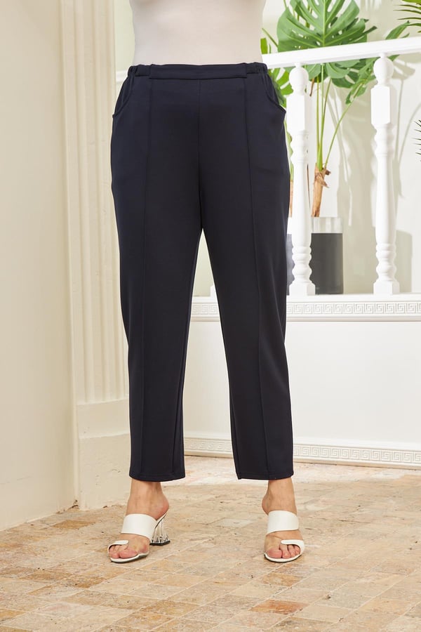 Hose mit Rand und Taschen - dunkelblau – Dunkelblau