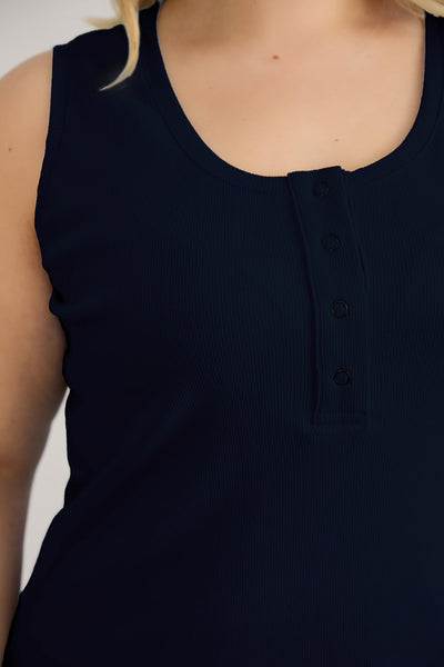 Baumwolltop mit Teakholzverschluss - Dunkelblau