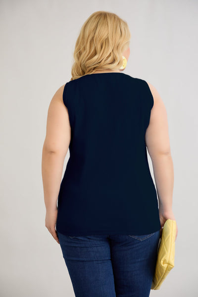 Baumwolltop mit Teakholzverschluss - Dunkelblau