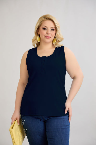 Baumwolltop mit Teakholzverschluss - Dunkelblau