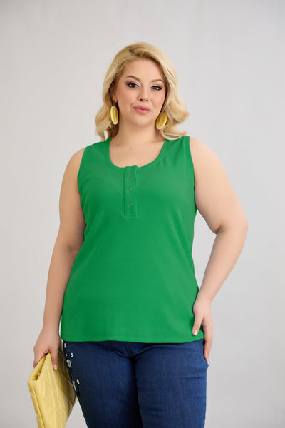 Baumwolltop mit Teakholzverschluss - Grün